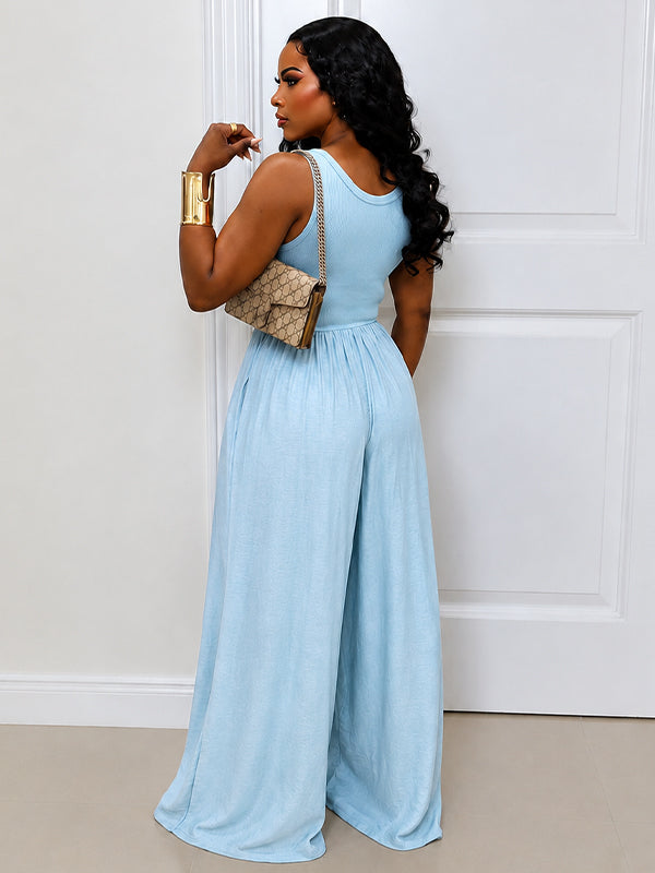 Wide-Leg Sleeveless Jumpsuit
