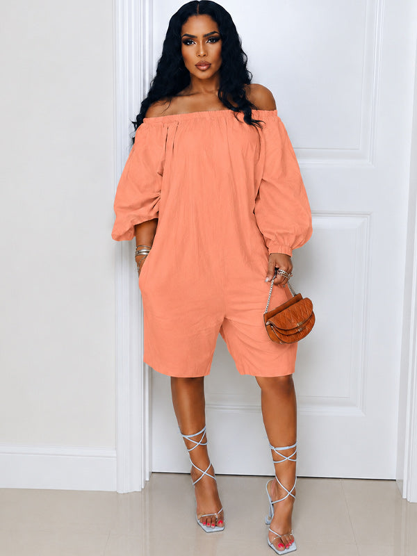 Off Shoulder Puff Sleeve Romper