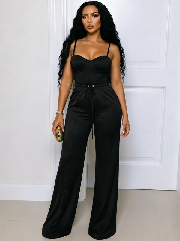 Solid Cami Top & Wide-Leg Pants Set