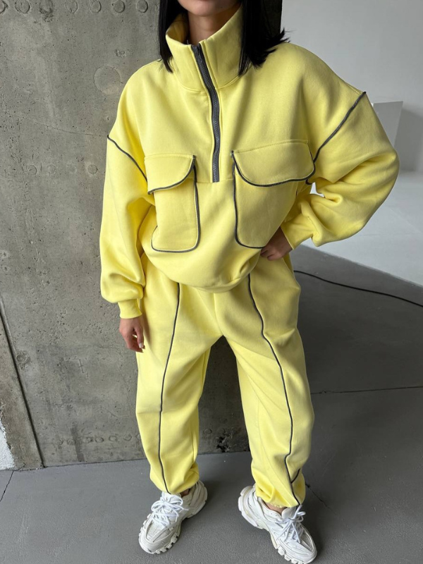 Zip-Front Sweatshirt & Pants Set