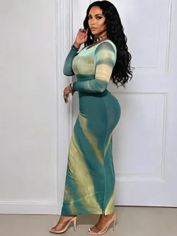 Printed Ruched Maxi Dress