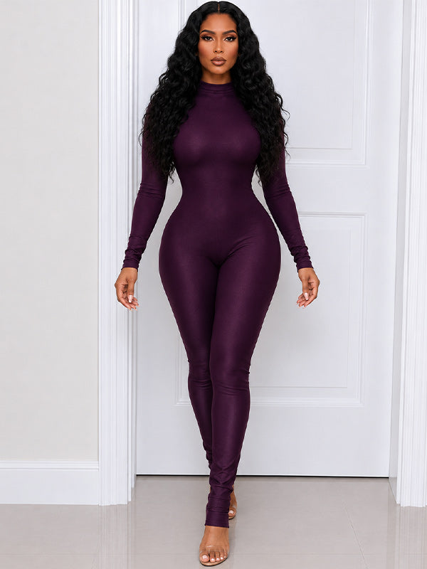 Mock-Neck Skinny Jumpsuit