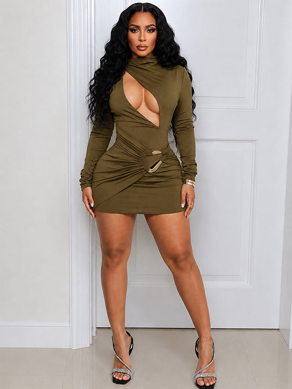 Morchique Solid Cutout Mini Dress