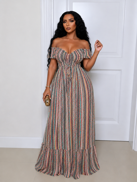 Stripe Off-Shoulder Dress