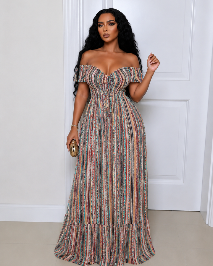 Stripe Off-Shoulder Dress