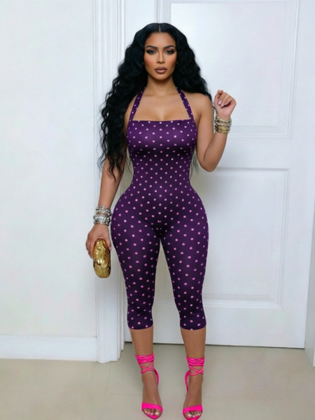 Dot Halter Capri Jumpsuit