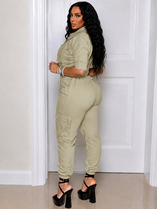 Zip-Front Cargo Jumpsuit