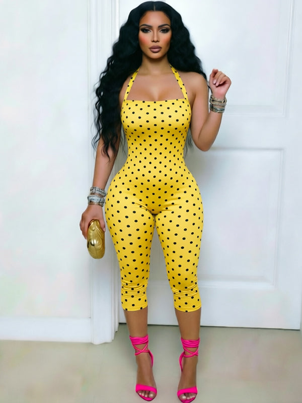 Dot Halter Capri Jumpsuit