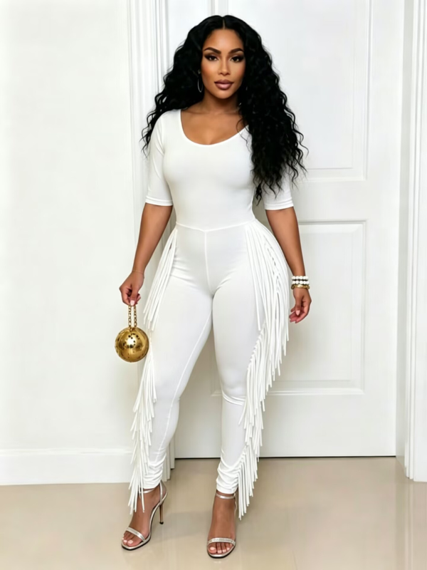 Solid Fringe Jumpsuit