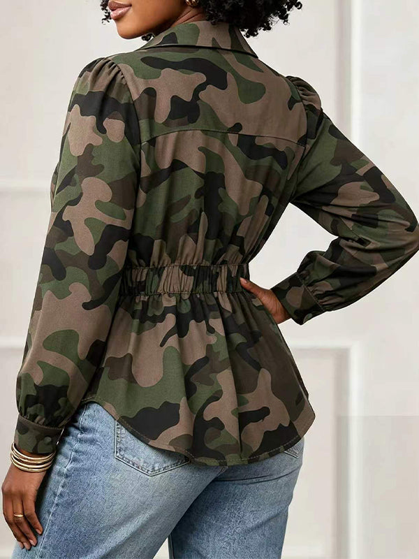 Camo Print Elastic Waist Shirt