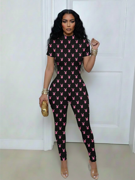 Printed Open-Back Jumpsuit