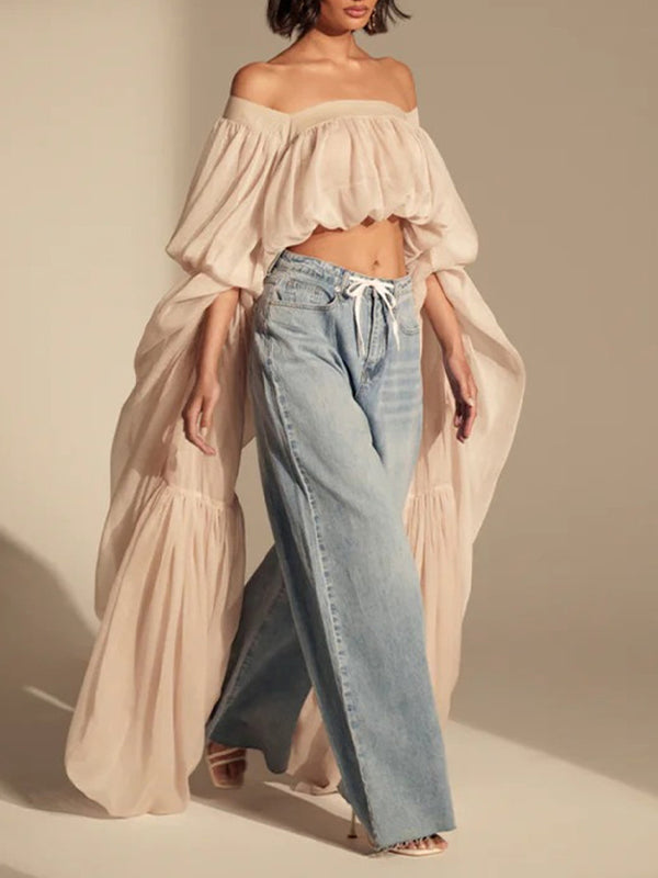 Ruffle Bell Sleeve Crop Top