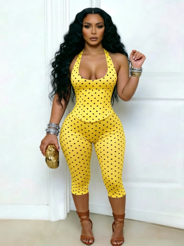 Dot Halter Capri Jumpsuit