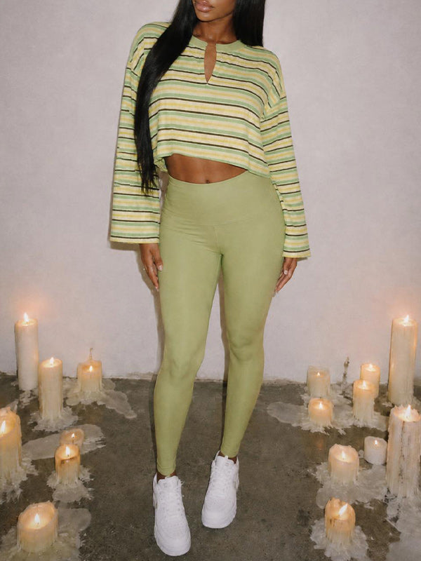 Stripe Cropped Top & Skinny Pant Set