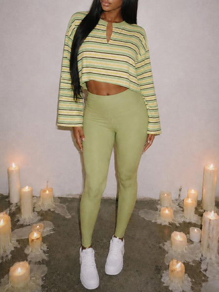 Stripe Cropped Top & Skinny Pant Set
