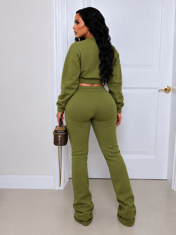 Zip-Front Sweatshirt & Pants Set