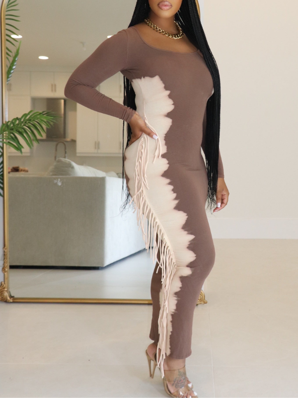 Morchique Fringe Combo Printed Dress