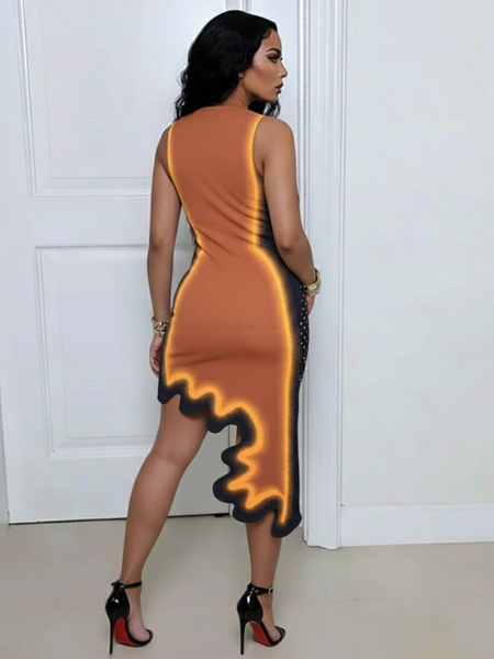 Printed Asymmetric Dress