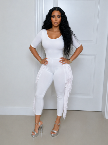 Solid Fringe Jumpsuit