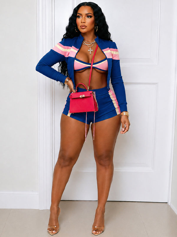 Stripe Jacket Three-Piece Set