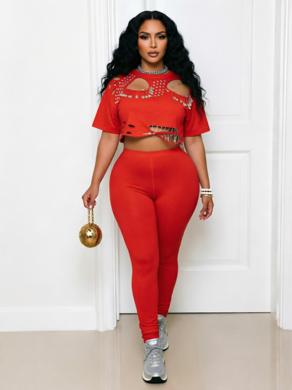 Ripped Tee & Pants Set