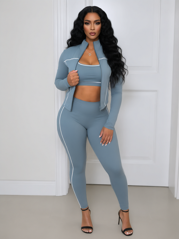 Stripe Jacket 3PC Pants Set