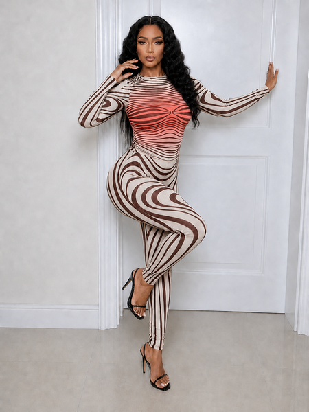 Printed Sheer Pants Set