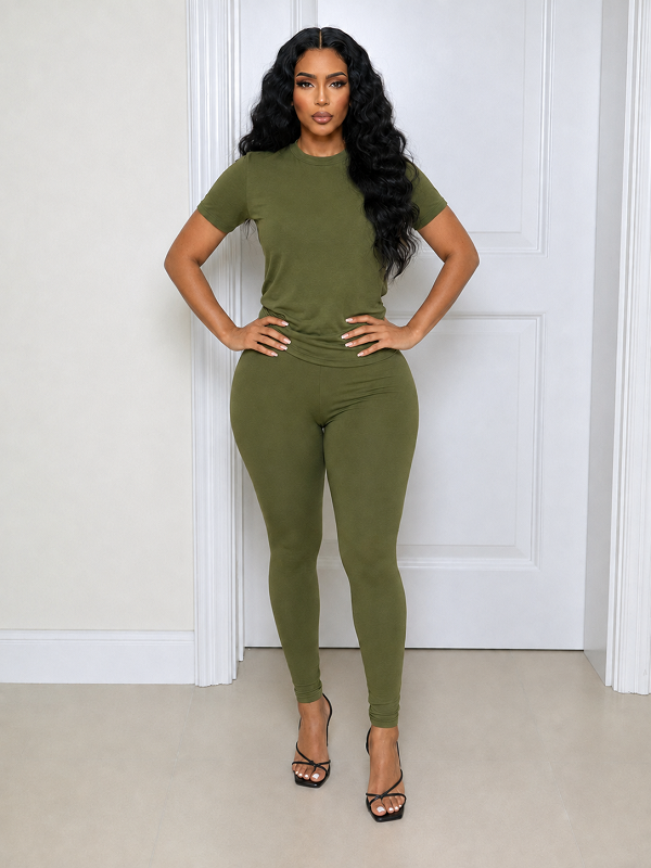 Solid Tee & Pants Set