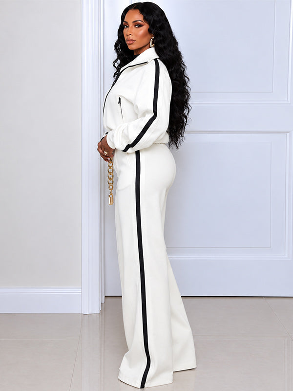 Side-Stripe Zip-Front Jacket & Pants Set