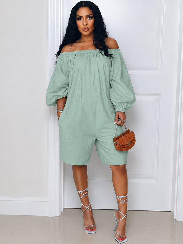 Off Shoulder Puff Sleeve Romper