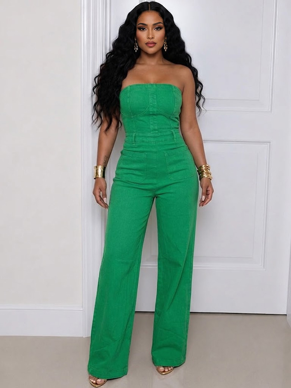 Strapless Wide Leg Jumpsuit