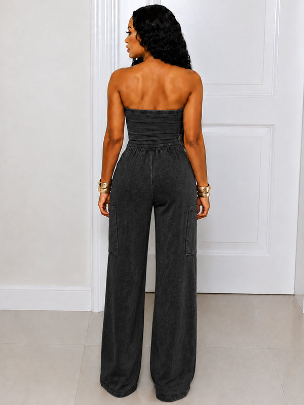 Washed Strapless Jumpsuit