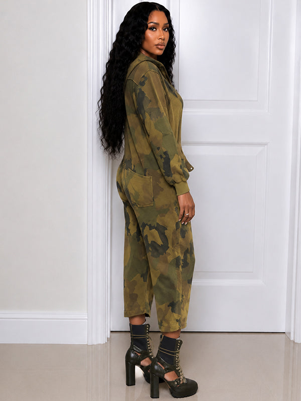 Zip-Front Camo Jumpsuit