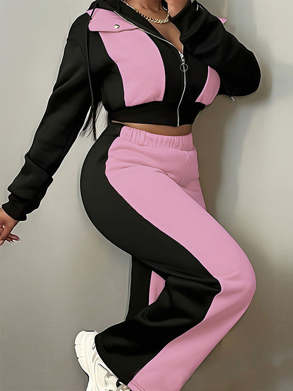 Color-Block Hoodie Sweatshirt & Pants Set