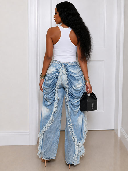 Ruched Draped Jeans