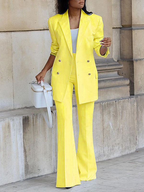 Solid Blazer & Pants Set