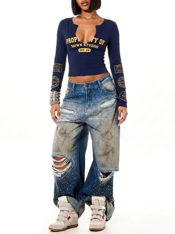 Letter-Print Crop Top