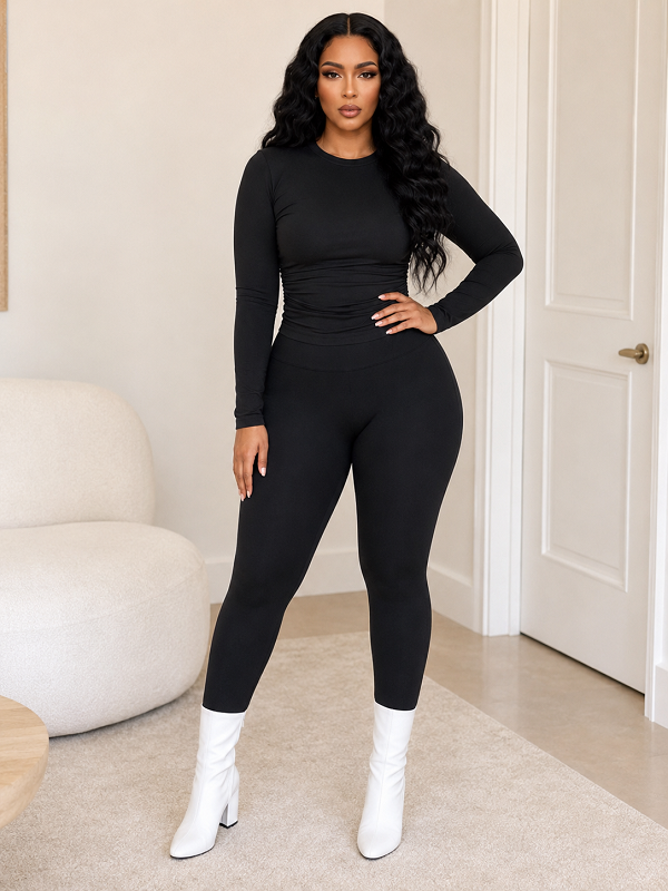 Solid Tee & Skinny Pants Set