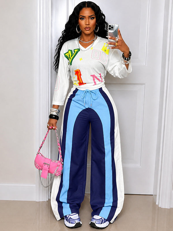 Colorblock Wide-Leg Pants
