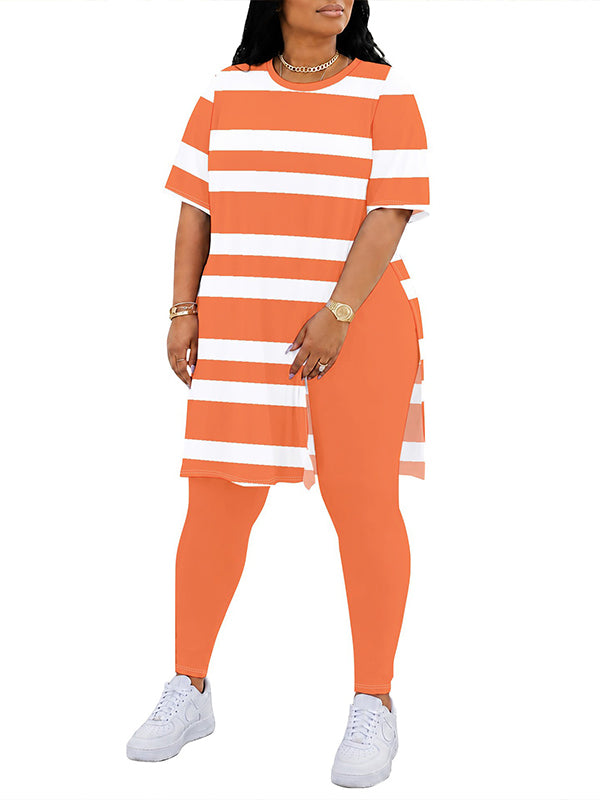 Stripe Side-Slit Tunic Top & Pants Set