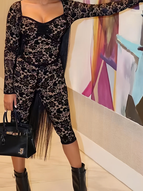 Lace Floral Print Jumpsuit