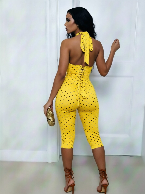 Dot Halter Capri Jumpsuit