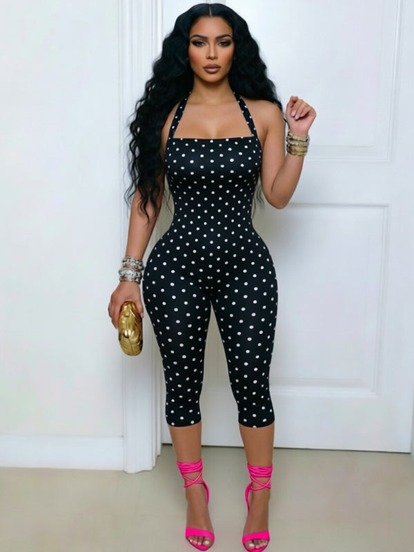Dot Halter Capri Jumpsuit