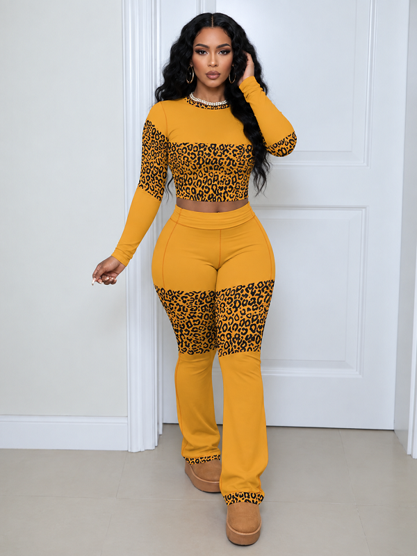 Printed Top & Flare Pants Set