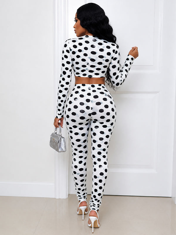 Dot Crop Top & Pants Set