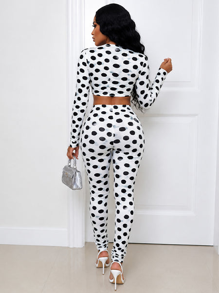 Dot Crop Top & Pants Set