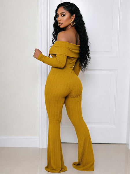 Off-Shoulder Button Top & Pants Set
