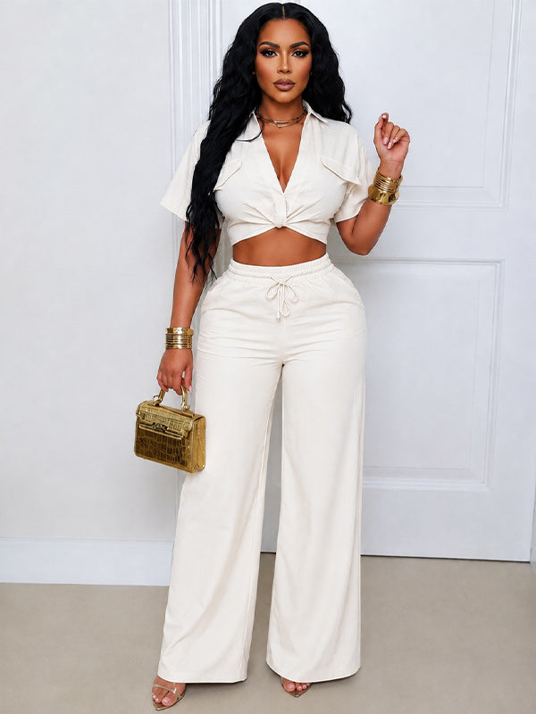 Solid Cargo Shirt & Pants Set