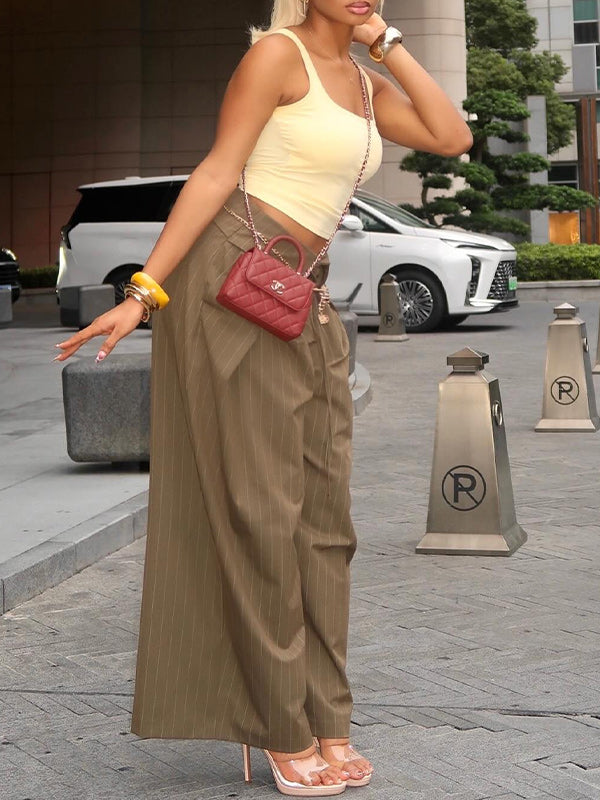 Stripe Wide-Leg Pants