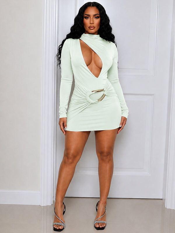 Morchique Solid Cutout Mini Dress